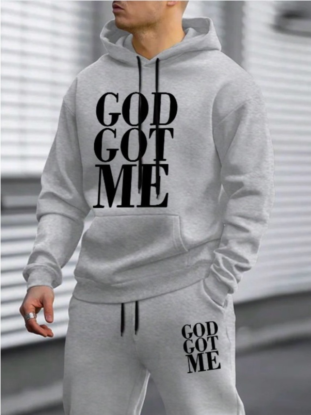 Gray "GOD GOT ME" Graphic Hoodie - Men